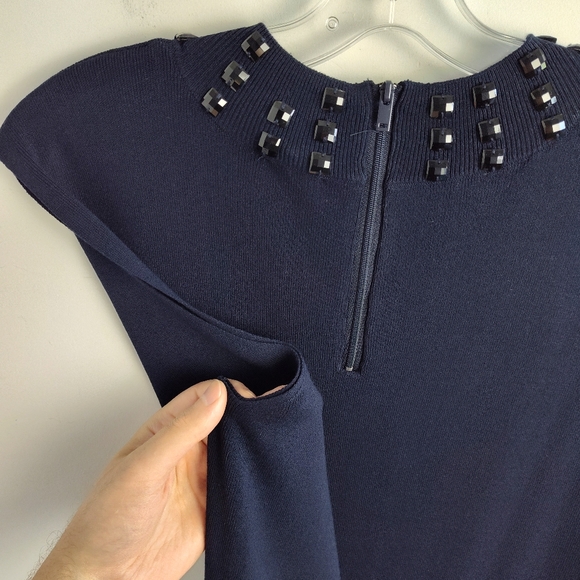 New Samoon by Gerry Weber Sleeveless Sweater 22 beaded knit top new navy blue - Picture 14 of 14